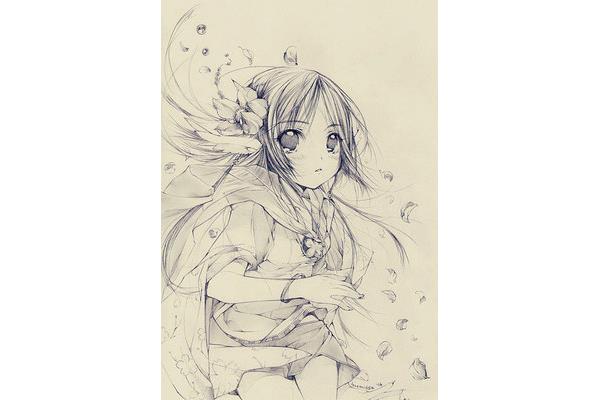 动漫人物素描画