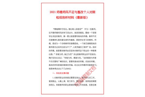 师德师风剖析材料
