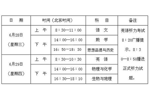 陕西中考时间