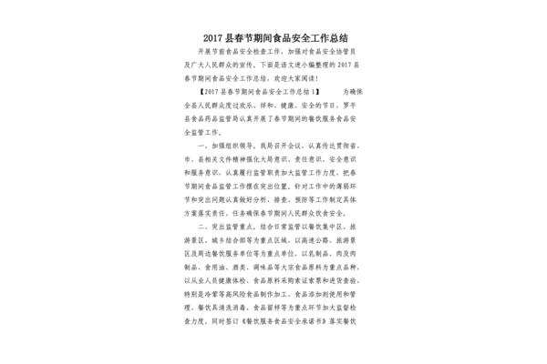春节期间工作总结