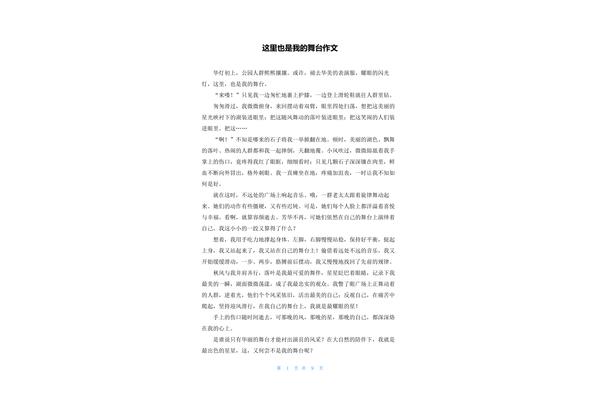 我的舞台作文