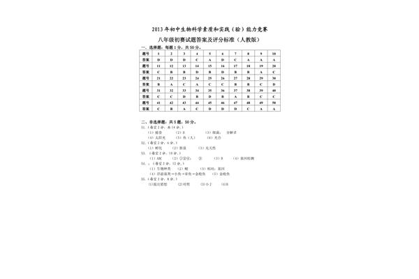 初中生物竞赛