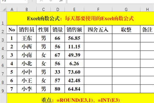 四舍五入公式