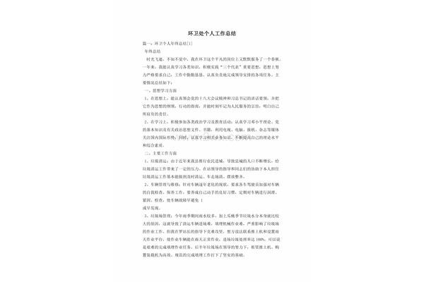 环卫处个人工作总结