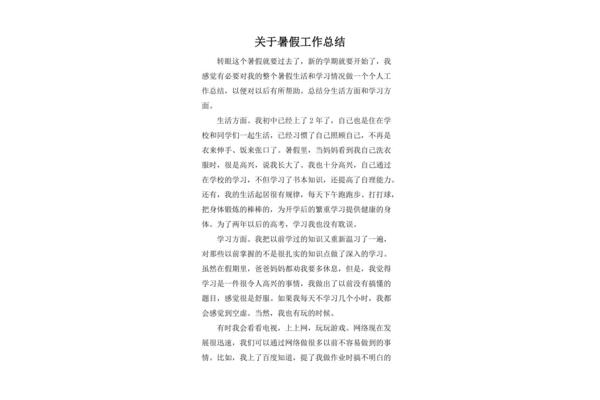 暑假工作总结