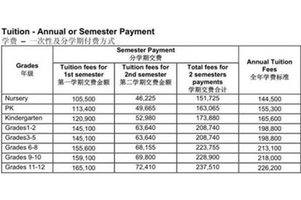 国际学校一年学费多少