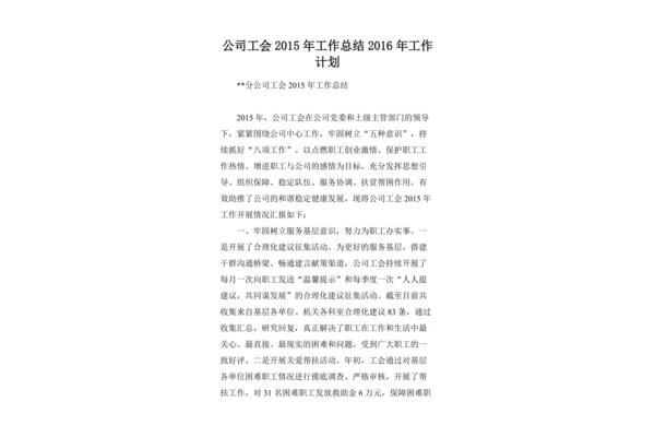 工作总结及计划