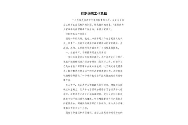 挂职锻炼总结
