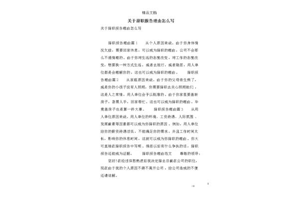 辞职的理由