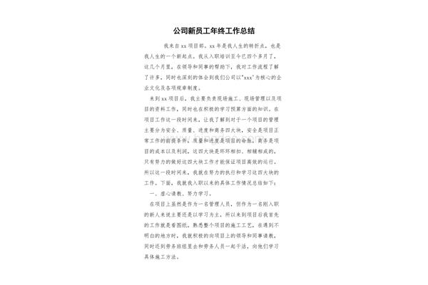 新员工年终总结