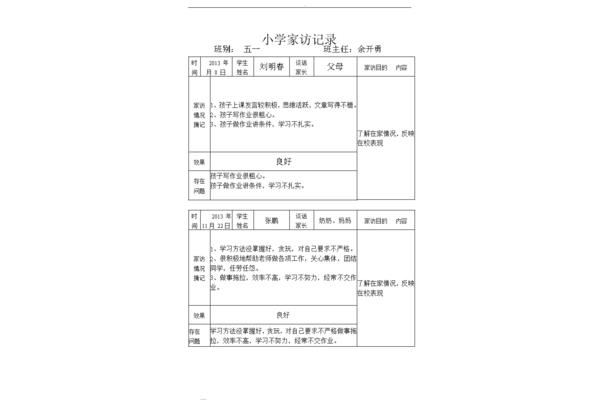 小学家访记录