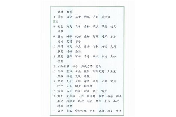 二年级语文词语表