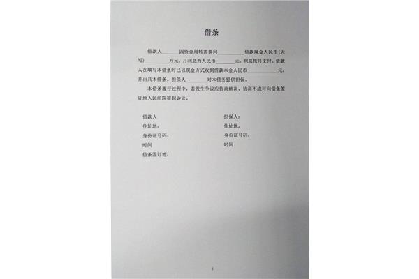私人借款借条