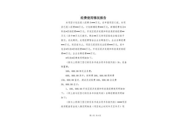 经费使用情况报告