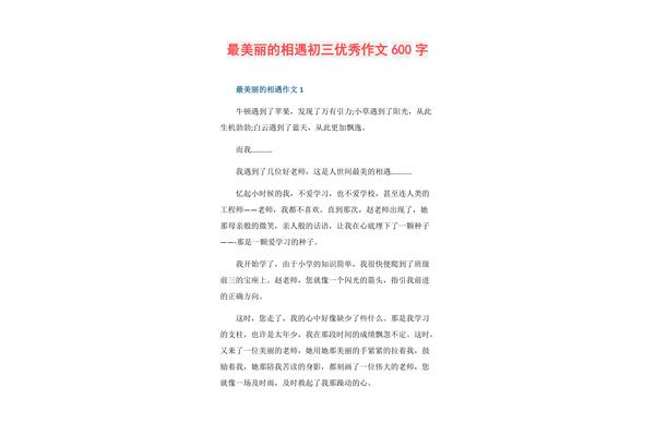 与你相遇作文