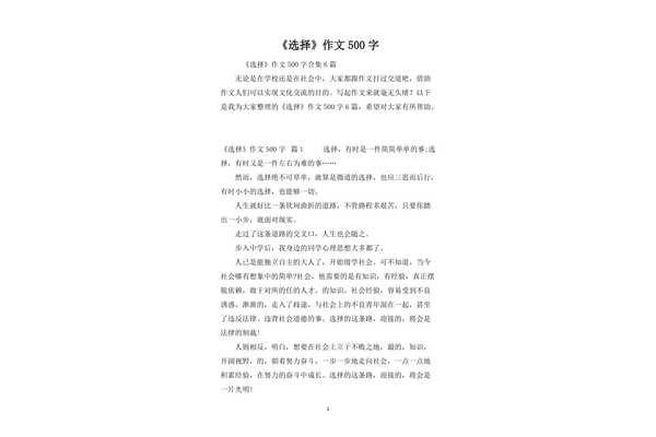 选择作文500字