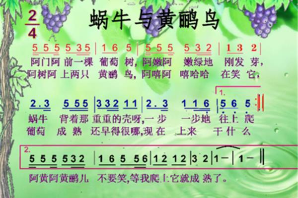 蜗牛和黄鹂鸟歌词