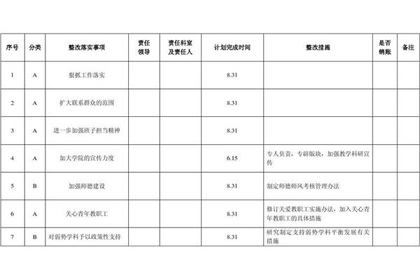 整改措施落实情况