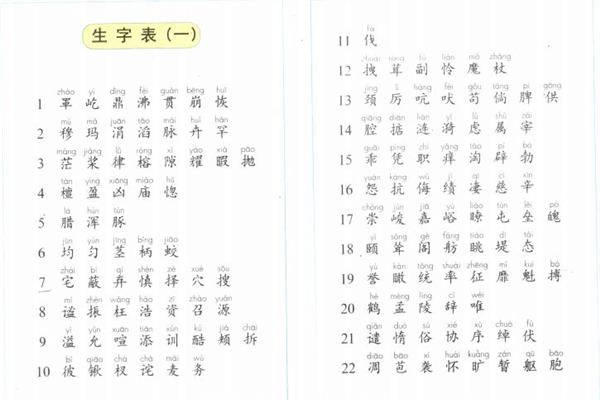 三年级下册生字表