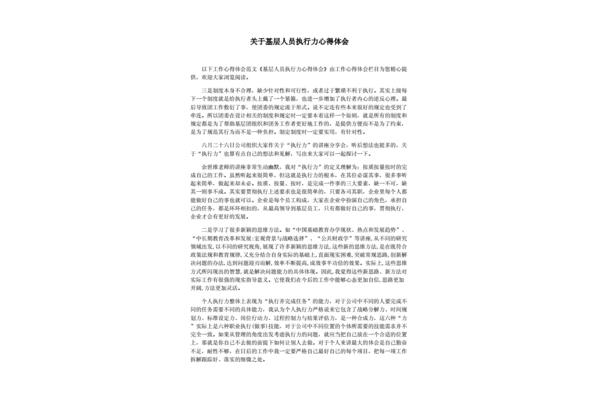 执行力心得体会