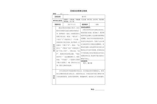大班区域观察记录