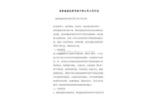 年轻干部培养计划