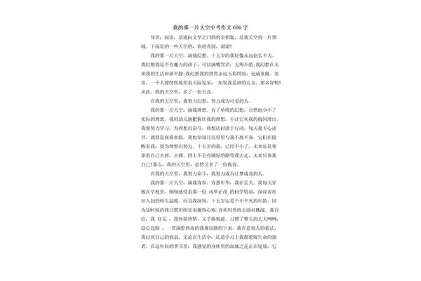 我的天空作文