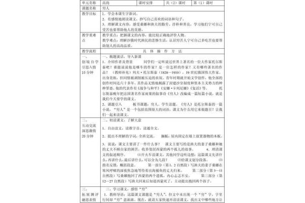 穷人教学设计